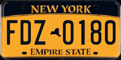 NY license plate FDZ0180