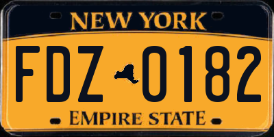 NY license plate FDZ0182