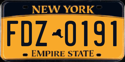 NY license plate FDZ0191