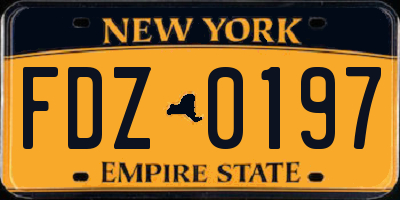 NY license plate FDZ0197