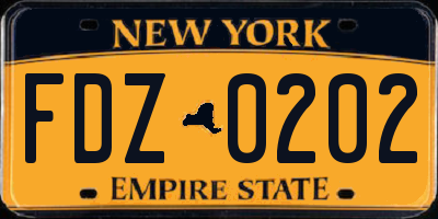 NY license plate FDZ0202