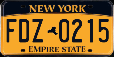 NY license plate FDZ0215