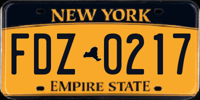NY license plate FDZ0217
