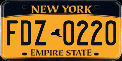 NY license plate FDZ0220