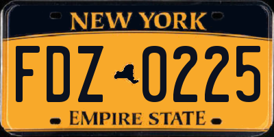 NY license plate FDZ0225