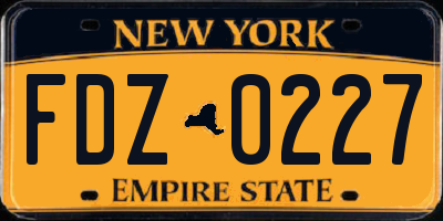 NY license plate FDZ0227