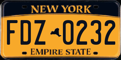 NY license plate FDZ0232