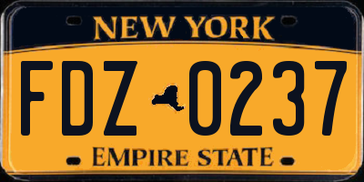 NY license plate FDZ0237