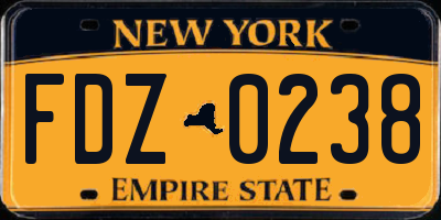 NY license plate FDZ0238