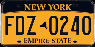 NY license plate FDZ0240