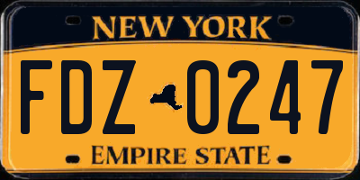 NY license plate FDZ0247