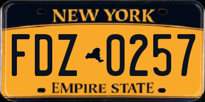 NY license plate FDZ0257