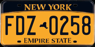 NY license plate FDZ0258