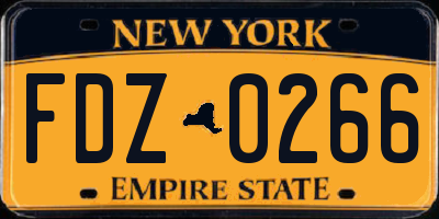 NY license plate FDZ0266