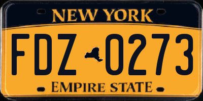 NY license plate FDZ0273