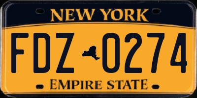 NY license plate FDZ0274