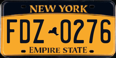 NY license plate FDZ0276
