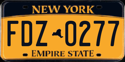 NY license plate FDZ0277