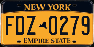 NY license plate FDZ0279