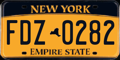 NY license plate FDZ0282