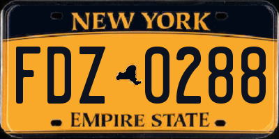 NY license plate FDZ0288