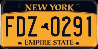 NY license plate FDZ0291