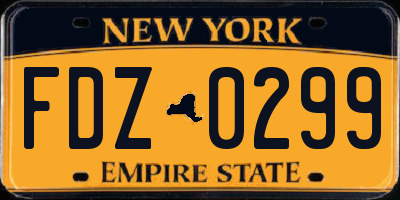 NY license plate FDZ0299