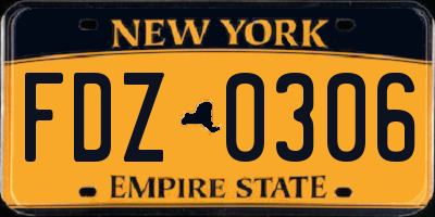 NY license plate FDZ0306