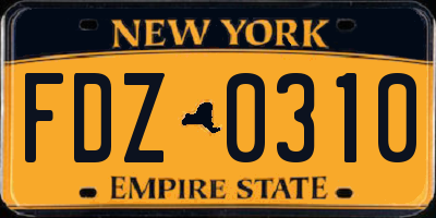 NY license plate FDZ0310