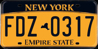 NY license plate FDZ0317
