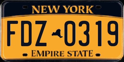 NY license plate FDZ0319