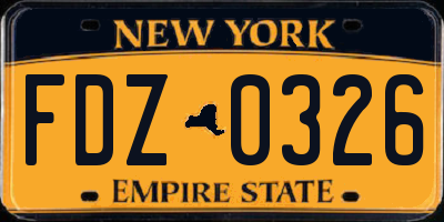NY license plate FDZ0326
