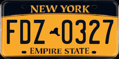 NY license plate FDZ0327