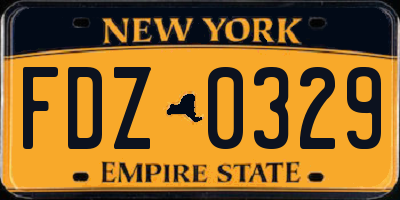 NY license plate FDZ0329