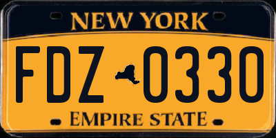 NY license plate FDZ0330