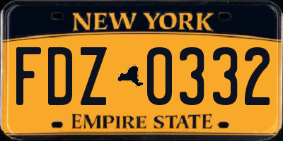 NY license plate FDZ0332