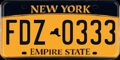 NY license plate FDZ0333