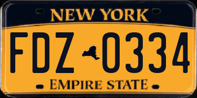 NY license plate FDZ0334