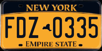 NY license plate FDZ0335