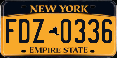 NY license plate FDZ0336