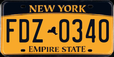 NY license plate FDZ0340
