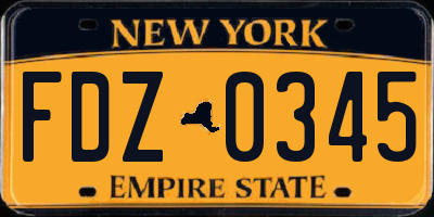 NY license plate FDZ0345