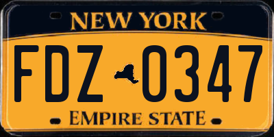 NY license plate FDZ0347