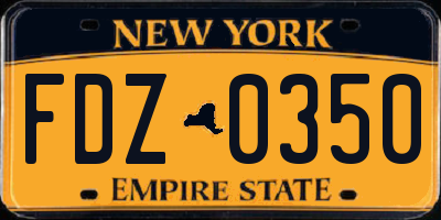 NY license plate FDZ0350