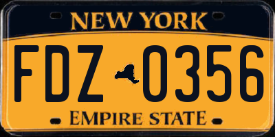 NY license plate FDZ0356