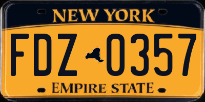 NY license plate FDZ0357
