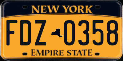 NY license plate FDZ0358