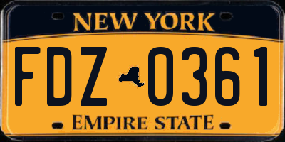NY license plate FDZ0361