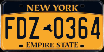 NY license plate FDZ0364
