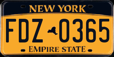 NY license plate FDZ0365